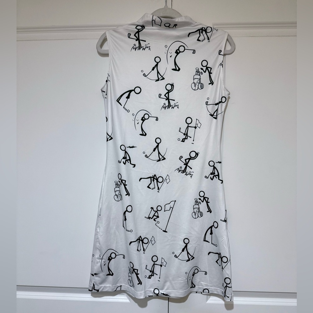 Acegolfs Ladies Black & White Golf Cartoon Dress With Pockets - Picture 8 of 8